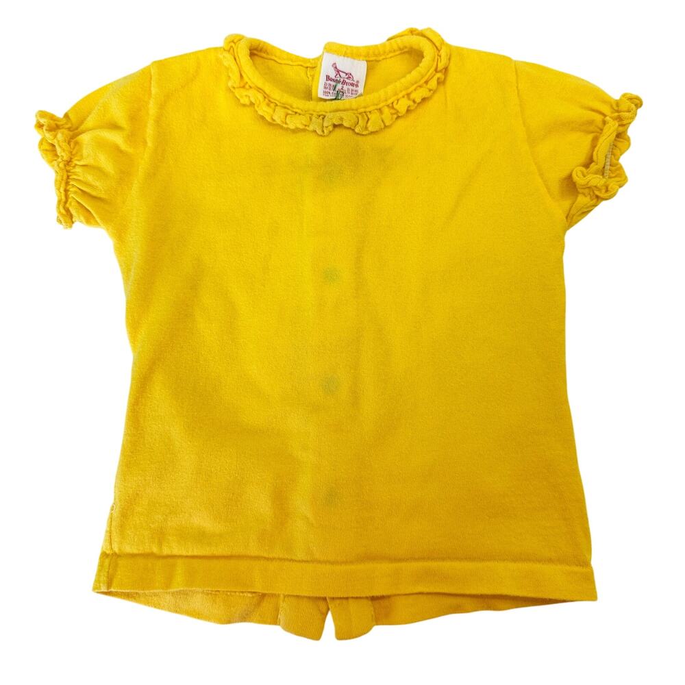 Vintage 90s Buster Brown 2T Girls Ruffled Shirt Yellow